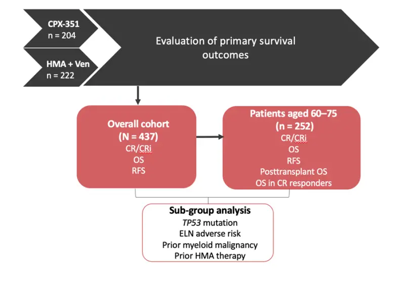 Survival outcomes in older patients receiving CPX-351 versus HMA + venetoclax as frontline AML therapy